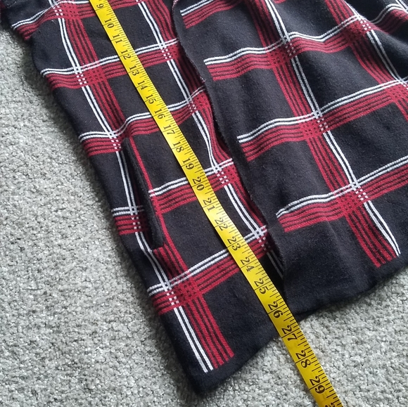 Jones NY waterfall open front red and black plaid cardigan with pockets - Picture 13 of 13